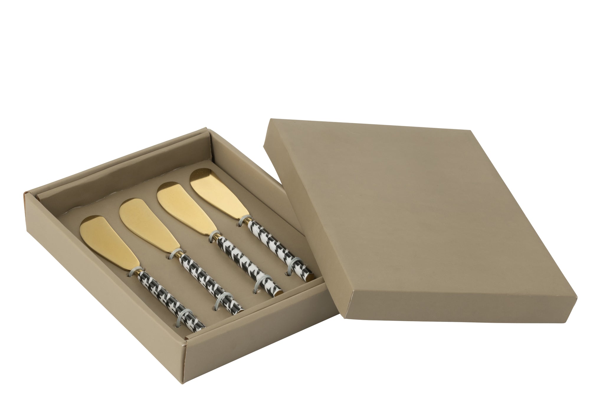 J-LINE SET 4 SMEERMESSEN PIED-DE-POULE ROESTVRIJ STAAL GOUDKLEURIG - Tuincentrum Lopik