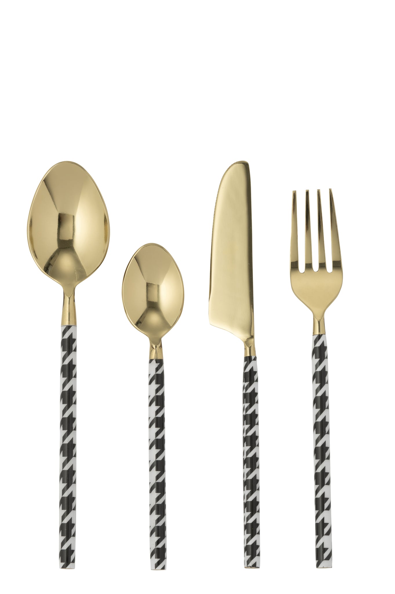 J-LINE SET 4 BESTEK PIED-DE-POULE ROESTVRIJ STAAL GOUDKLEURIG - Tuincentrum Lopik