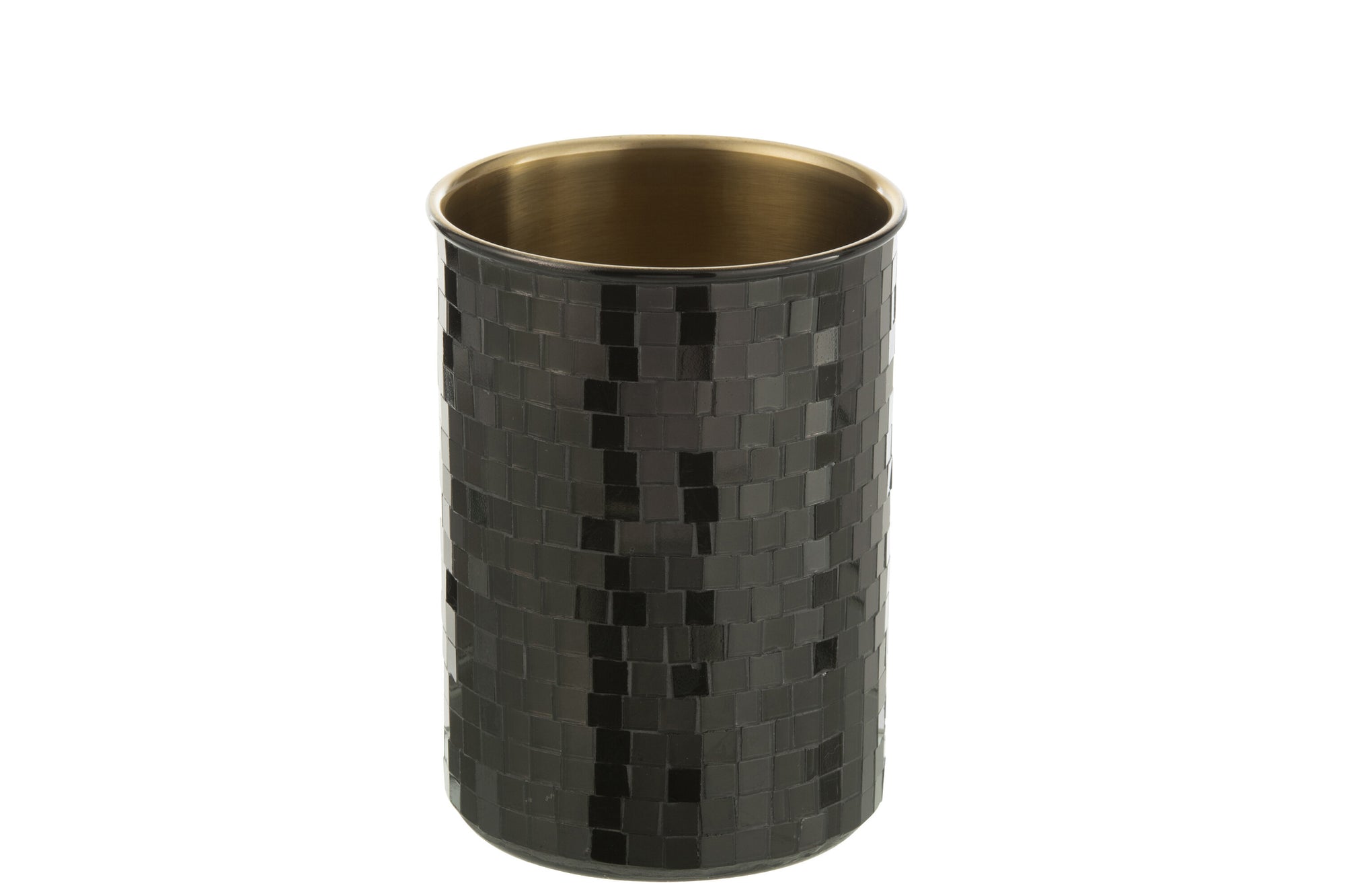 J-LINE WIJNKOELER MOZAÏEK GLAS/RVS ZWART - 20 X Ø12,5 CM - Tuincentrum Lopik