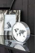 J-LINE WANDKLOK WERELDKAART GLAS WIT/ZWART - SET VAN 2 - 15 X 15,6 CM - Tuincentrum Lopik