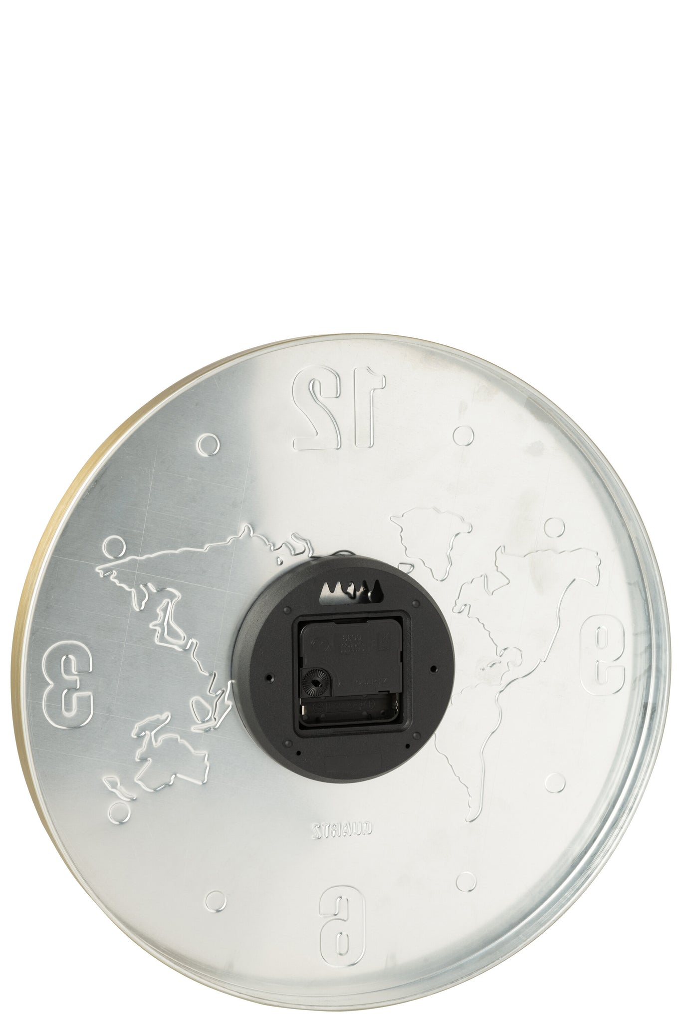 J-LINE WANDKLOK WERELDKAART ALUMINIUM GOUD - Ø35,5 CM - Tuincentrum Lopik