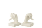 Set Of 2 Bookend Hands Love Polyresin White - Tuincentrum Lopik