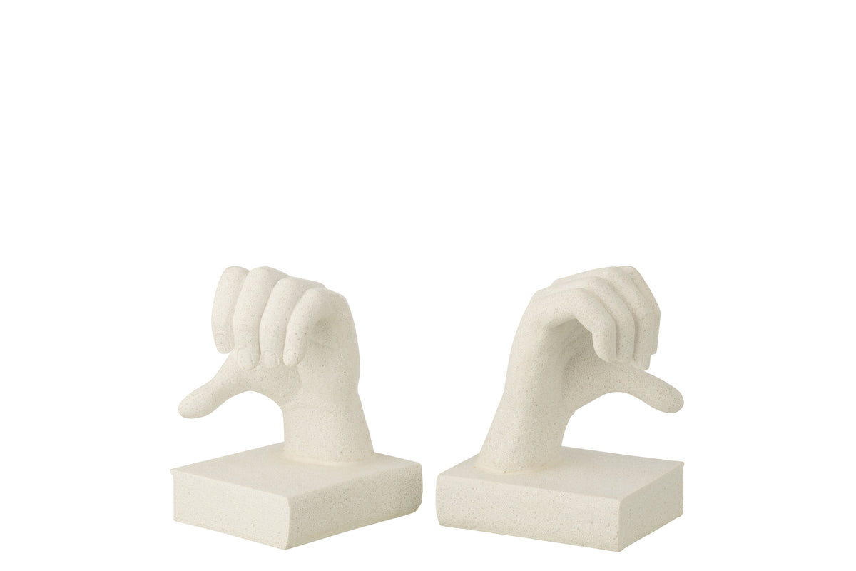 Set Of 2 Bookend Hands Love Polyresin White - Tuincentrum Lopik