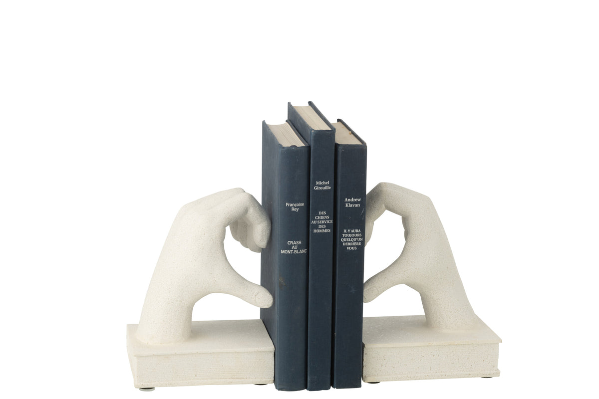 Set Of 2 Bookend Hands Love Polyresin White - Tuincentrum Lopik