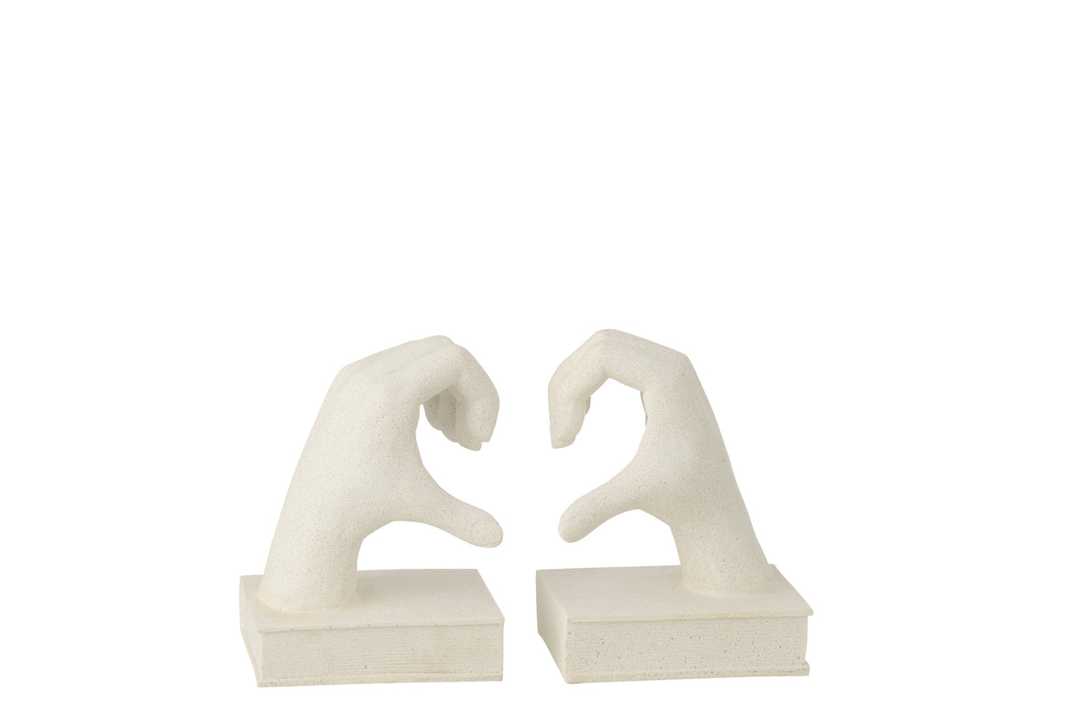Set Of 2 Bookend Hands Love Polyresin White - Tuincentrum Lopik