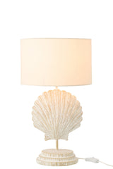 J-LINE TAFELLAMP SEASHELL POLYRESIN WIT/NATUREL 28X28X47,5CM E27