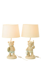 J-LINE TISCHLAMPE BEACH BEER POLYRESIN BEIGE/HELLBLAU 26X26X48CM SORTIMENT 2 STÜCK