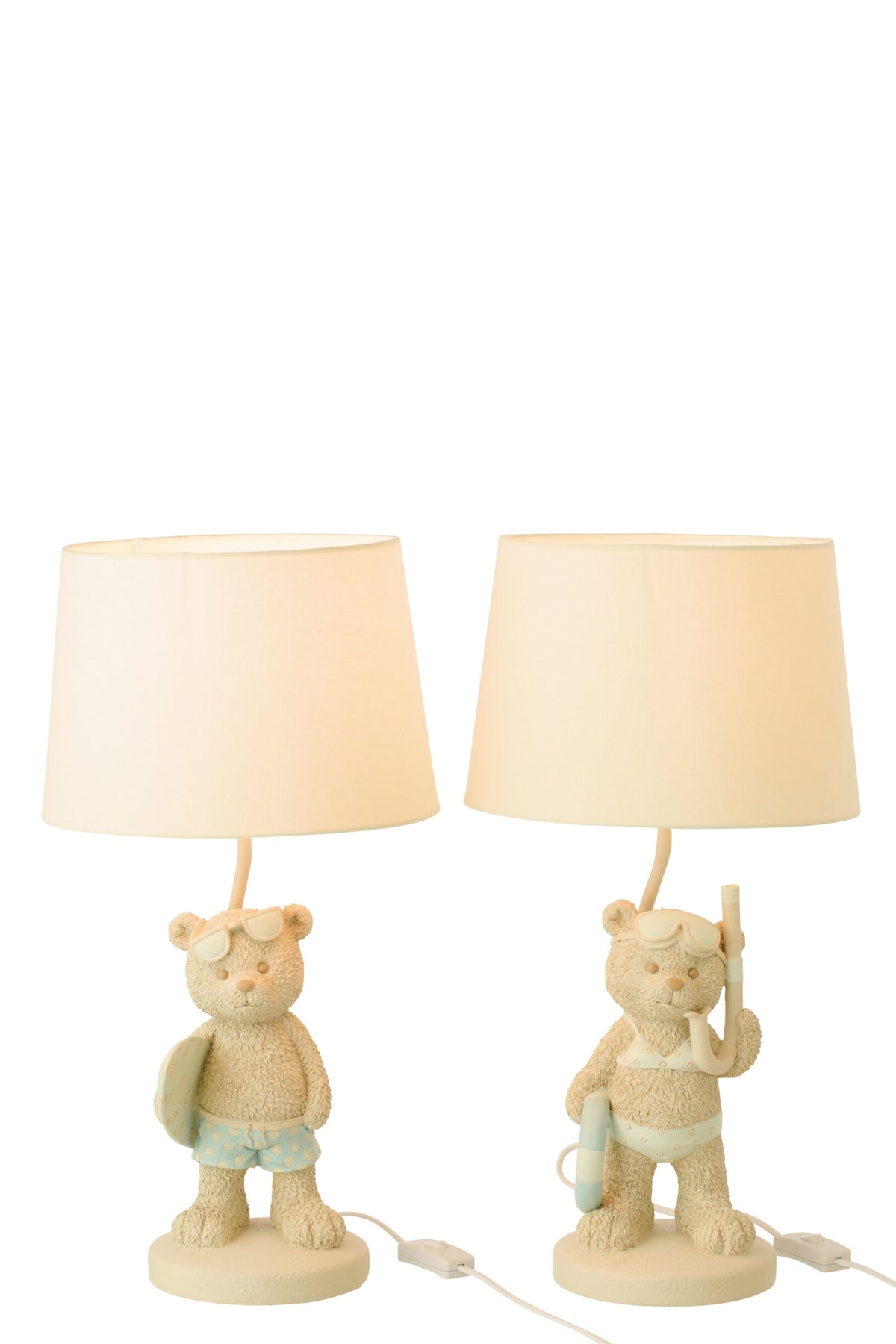 J-LINE TISCHLAMPE BEACH BEER POLYRESIN BEIGE/HELLBLAU 26X26X48CM SORTIMENT 2 STÜCK