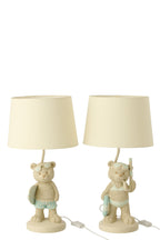 J-LINE TISCHLAMPE BEACH BEER POLYRESIN BEIGE/HELLBLAU 26X26X48CM SORTIMENT 2 STÜCK