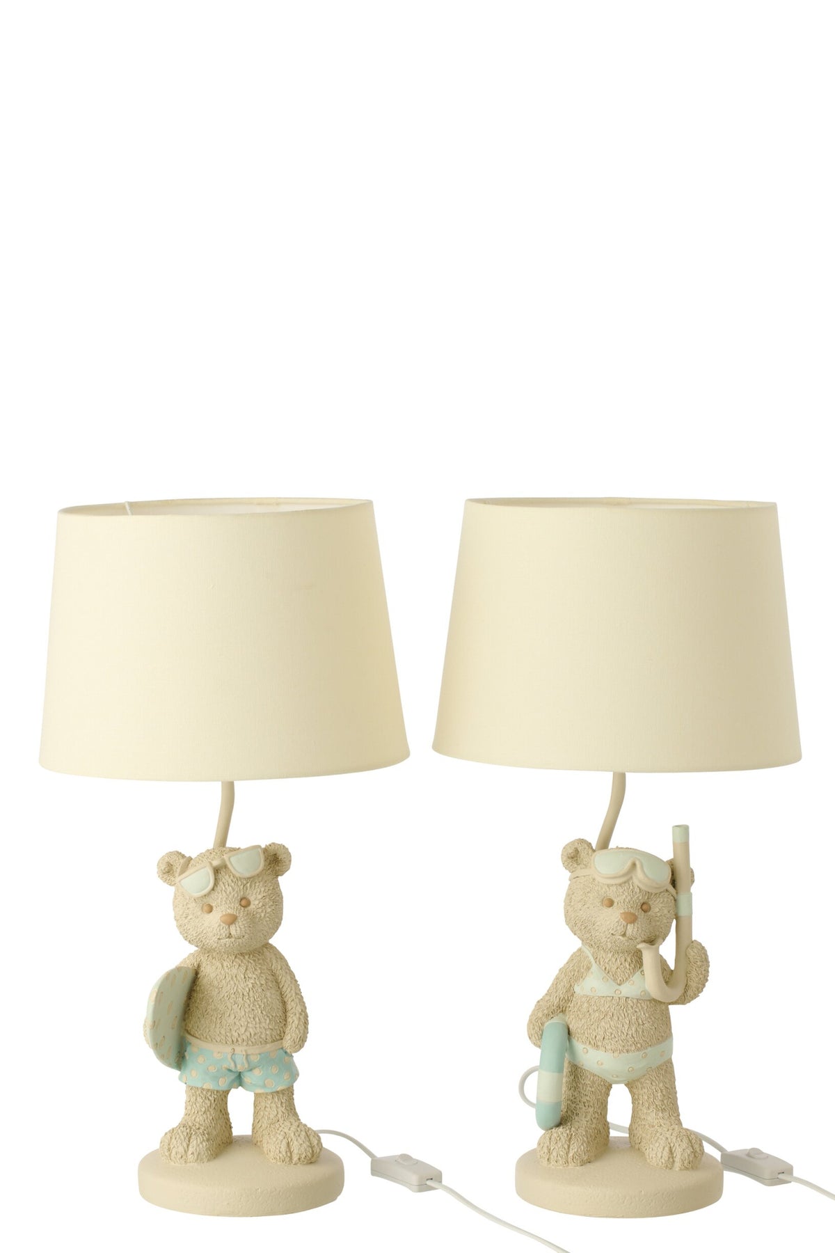J-LINE TISCHLAMPE BEACH BEER POLYRESIN BEIGE/HELLBLAU 26X26X48CM SORTIMENT 2 STÜCK