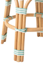Stool Striped Rattan Light Blue/White - Tuincentrum Lopik
