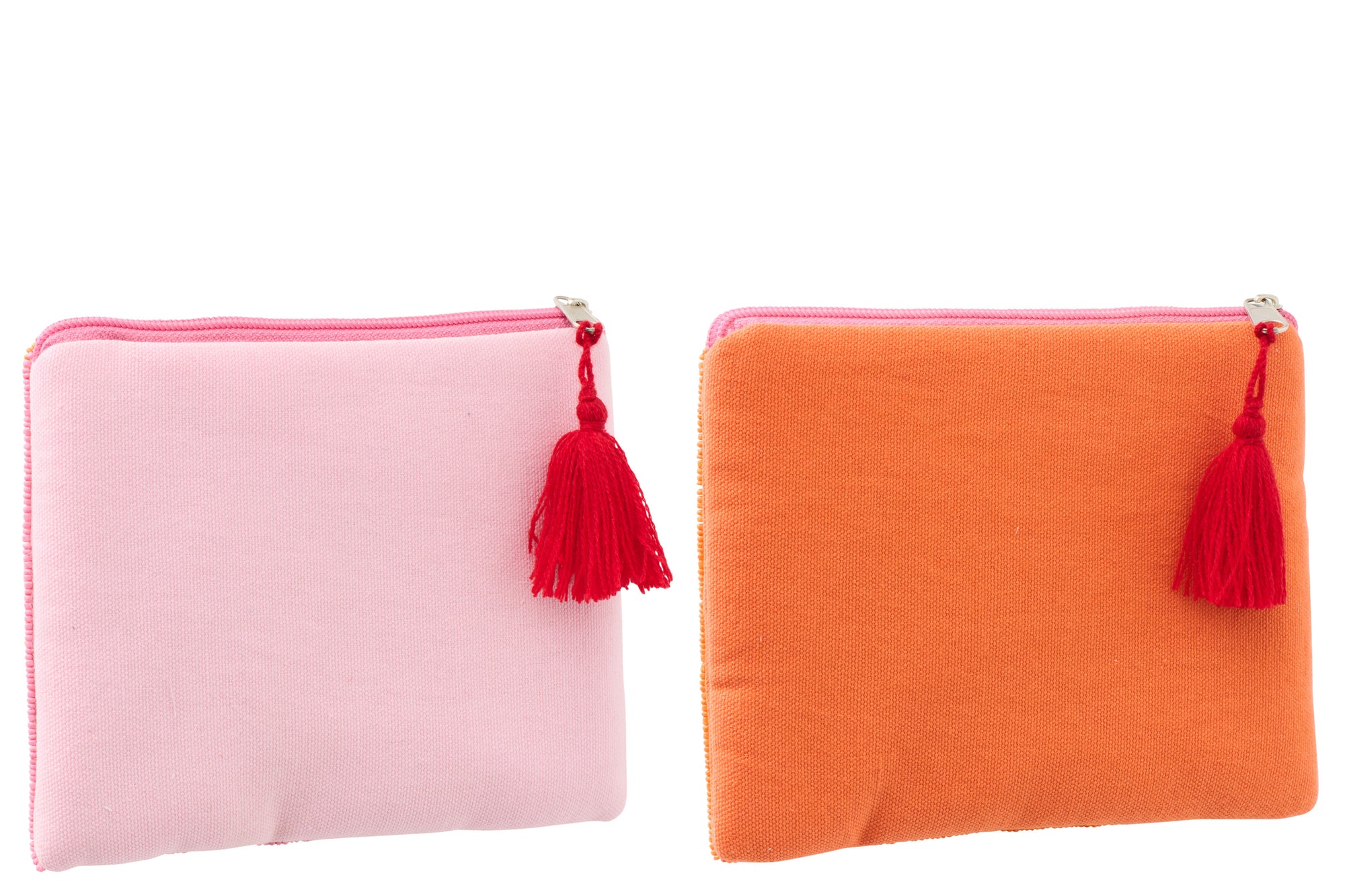 J-LINE ETUI BISOUS GESTREEPT KATOEN ROZE/ORANJE ASSORTIMENT VAN 2 - Tuincentrum Lopik