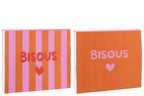 J-LINE ETUI BISOUS GESTREEPT KATOEN ROZE/ORANJE ASSORTIMENT VAN 2 - Tuincentrum Lopik