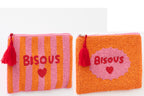 J-LINE ETUI BISOUS GESTREEPT KATOEN ROZE/ORANJE ASSORTIMENT VAN 2 - Tuincentrum Lopik