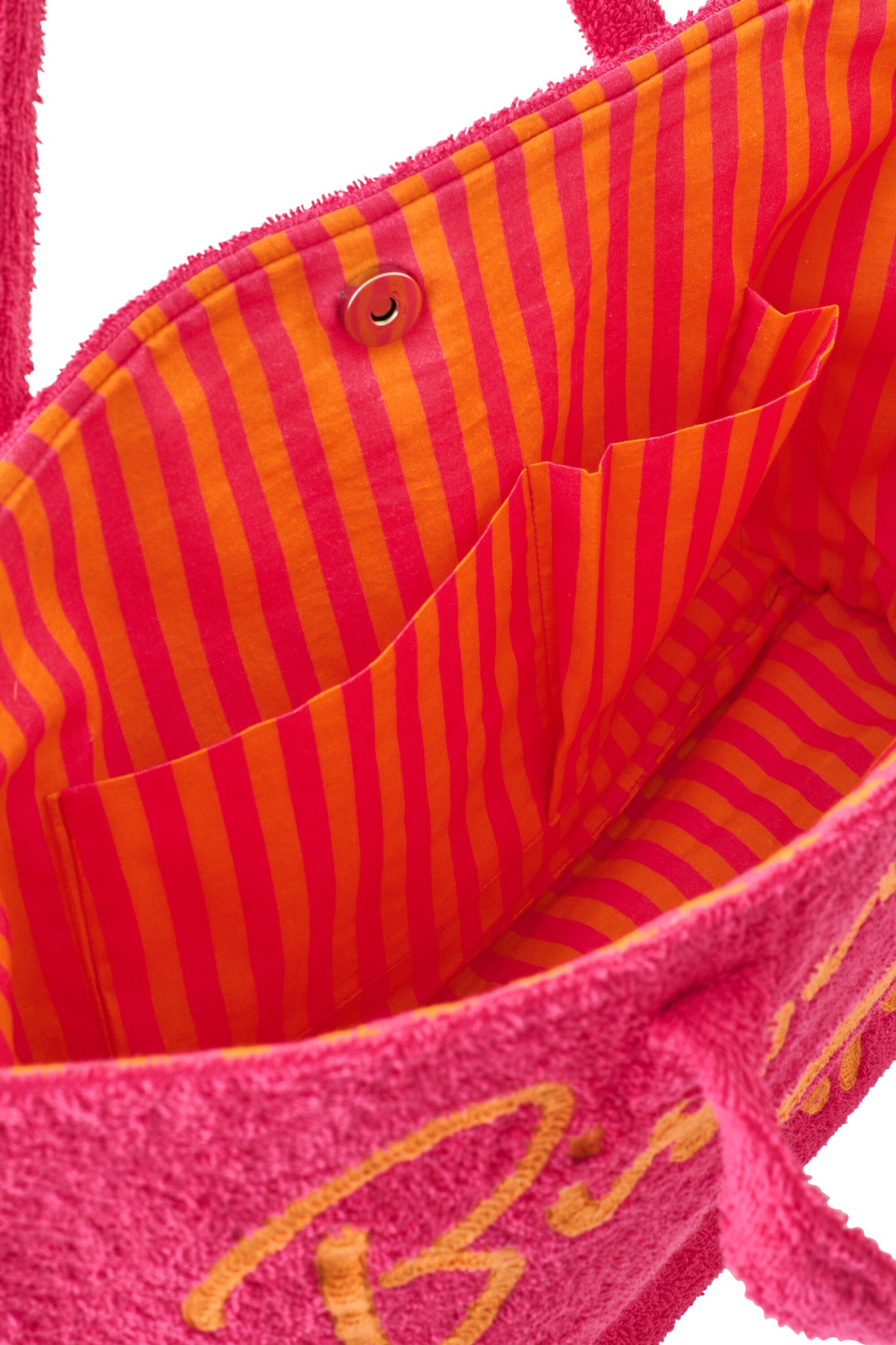 J-LINE STRANDTAS BISOUS KATOEN ROZE/ORANJE SET VAN 2 - Tuincentrum Lopik
