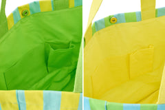 J-LINE STRANDTAS SUNSHINE/SMILE GESTREEPT KATOEN MULTICOLOR ASSORTIMENT VAN 2 - Tuincentrum Lopik
