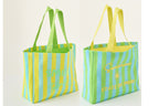 J-LINE STRANDTAS SUNSHINE/SMILE GESTREEPT KATOEN MULTICOLOR ASSORTIMENT VAN 2 - Tuincentrum Lopik