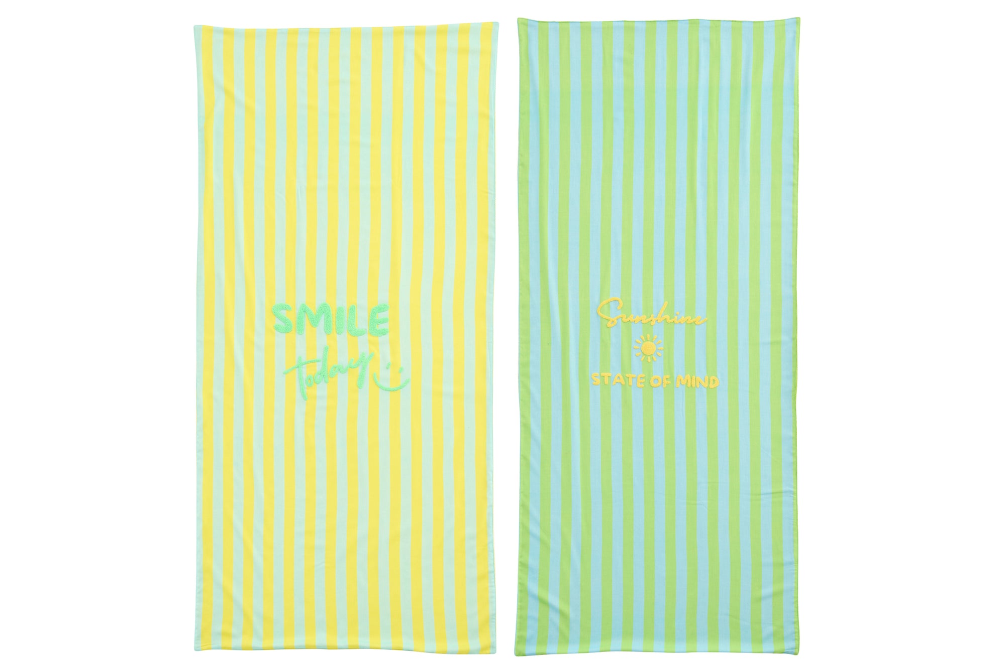 J-LINE STRANDLAKEN SUNSHINE/SMILE GESTREEPT KATOEN MULTI ASSORTIMENT VAN 2 L80XB180CM - Tuincentrum Lopik