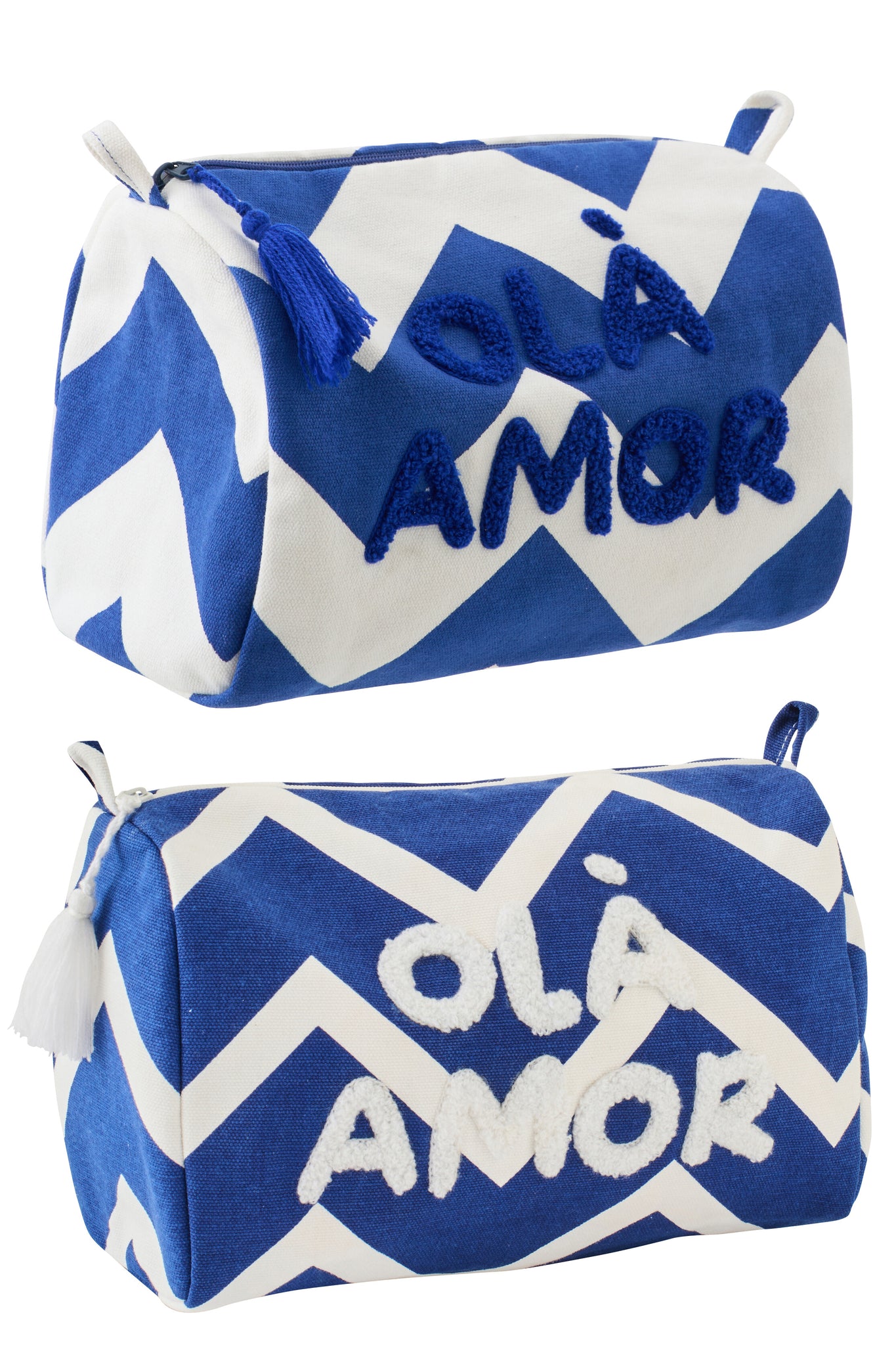 J-LINE TOILETTAS OLA AMOR KATOEN WIT/DONKERBLAUW ASSORTIMENT VAN 2 - Tuincentrum Lopik