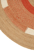Rug Round Geometric Jute Natural/Dark Orange Medium - Tuincentrum Lopik