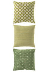 J-LINE KUSSEN VIERKANT POLYESTER GROEN/GEBROKEN WIT SET VAN 3 - Tuincentrum Lopik