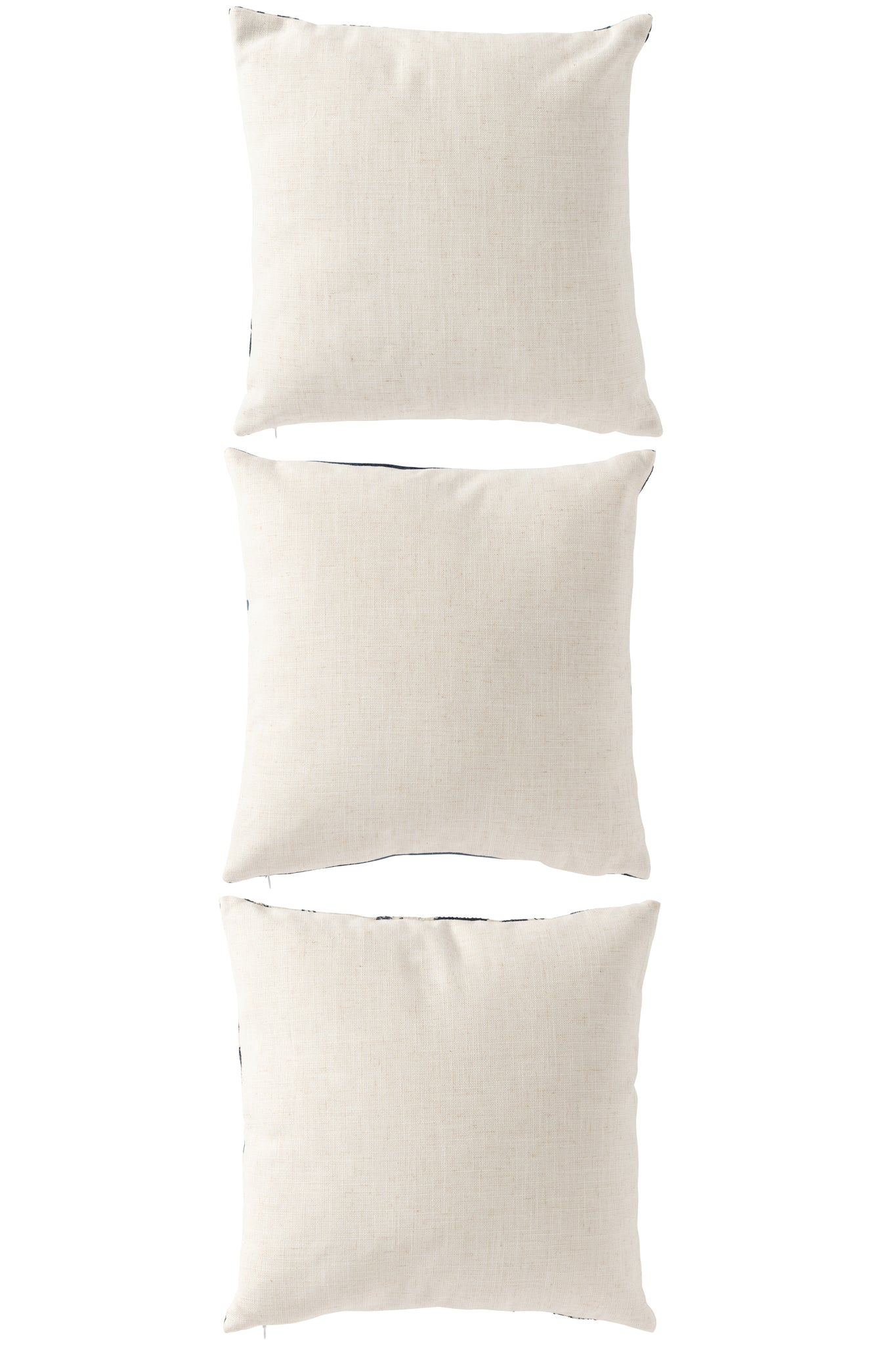 J-LINE KUSSEN KORAAL/STREPEN VIERKANT POLYESTER BLAUW/GEBROKEN WIT SET VAN 3 - Tuincentrum Lopik