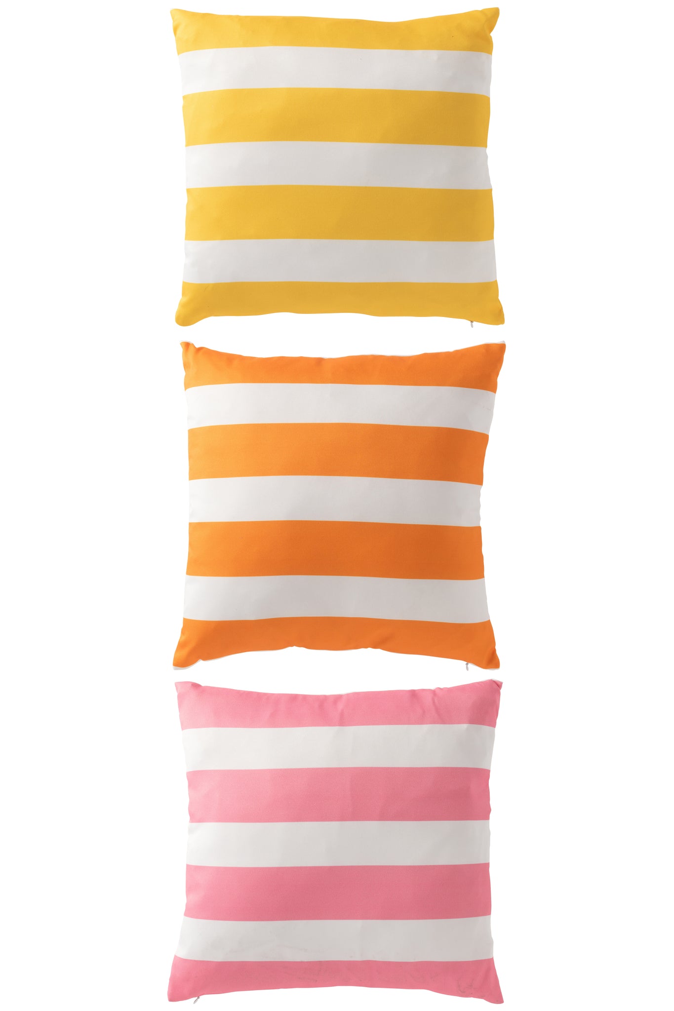 J-LINE KUSSEN OUTDOOR VIERKANT GESTREEPT POLYESTER MULTICOLOR SET VAN 3 - Tuincentrum Lopik