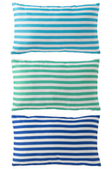 J-LINE KUSSEN OUTDOOR RECHTHOEK GESTREEPT POLYESTER BLAUW/GROEN SET VAN 3