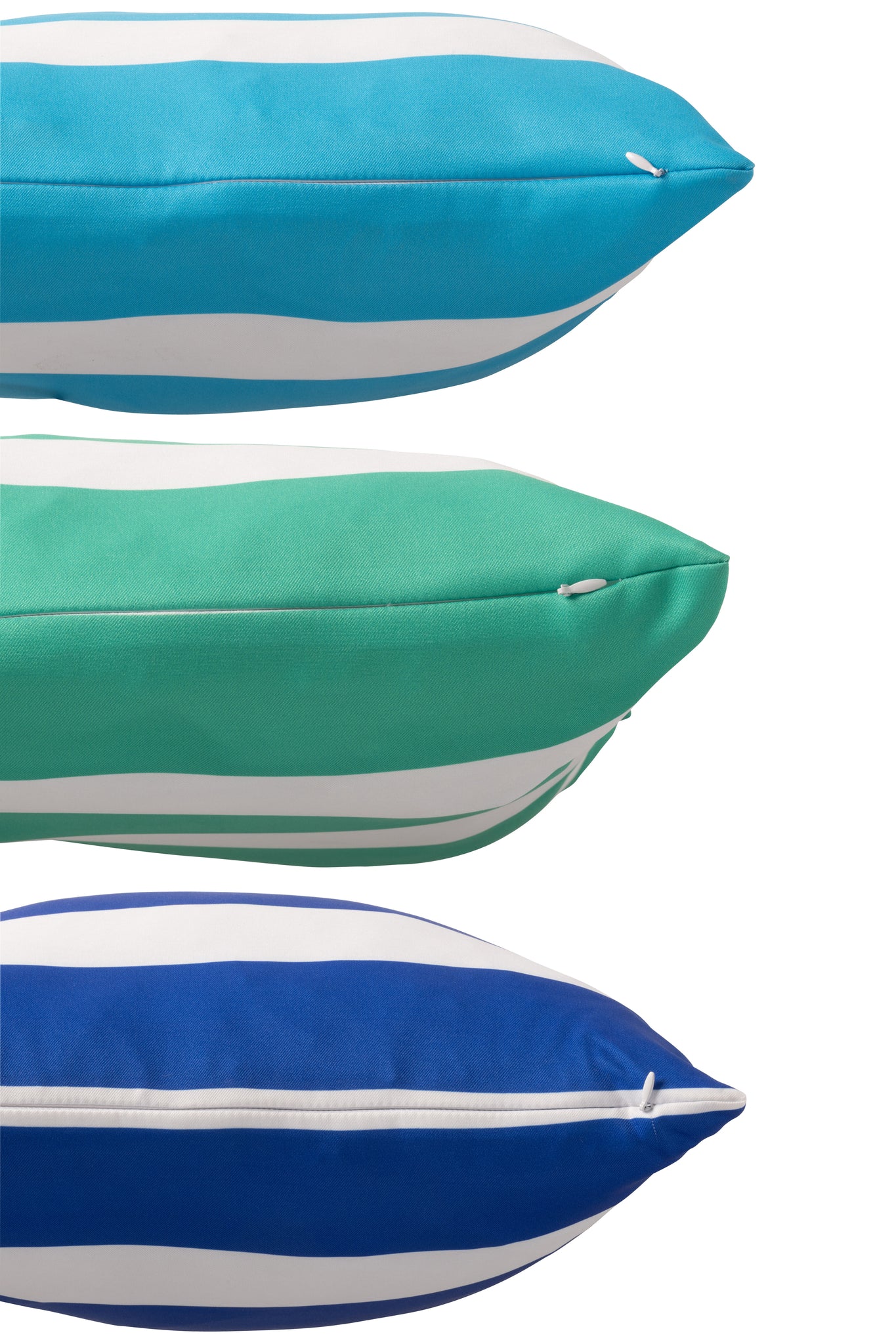 J-LINE KUSSEN OUTDOOR VIERKANT GESTREEPT POLYESTER BLAUW/GROEN SET VAN 3 - Tuincentrum Lopik