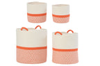 Set Of 4 Basket Polyester Orange/White - Tuincentrum Lopik