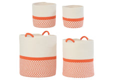Set Of 4 Basket Polyester Orange/White - Tuincentrum Lopik