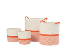 Set Of 4 Basket Polyester Orange/White - Tuincentrum Lopik
