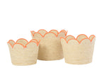 J-LINE SET OF 3 BASKET FLOWER CORN HUSK NATURAL/ORANGE - Tuincentrum Lopik