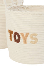 Set Of 3 Basket Kids Cotton White/Brown - Tuincentrum Lopik