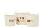 Set Of 3 Basket Kids Cotton White/Brown - Tuincentrum Lopik