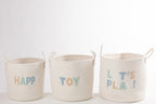 Set Of 3 Basket Kids Cotton White/Light Blue - Tuincentrum Lopik