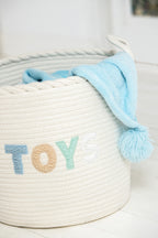 Set Of 3 Basket Kids Cotton White/Light Blue - Tuincentrum Lopik
