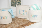 Set Of 3 Basket Kids Cotton White/Light Blue - Tuincentrum Lopik