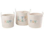 Set Of 3 Basket Kids Cotton White/Light Blue - Tuincentrum Lopik