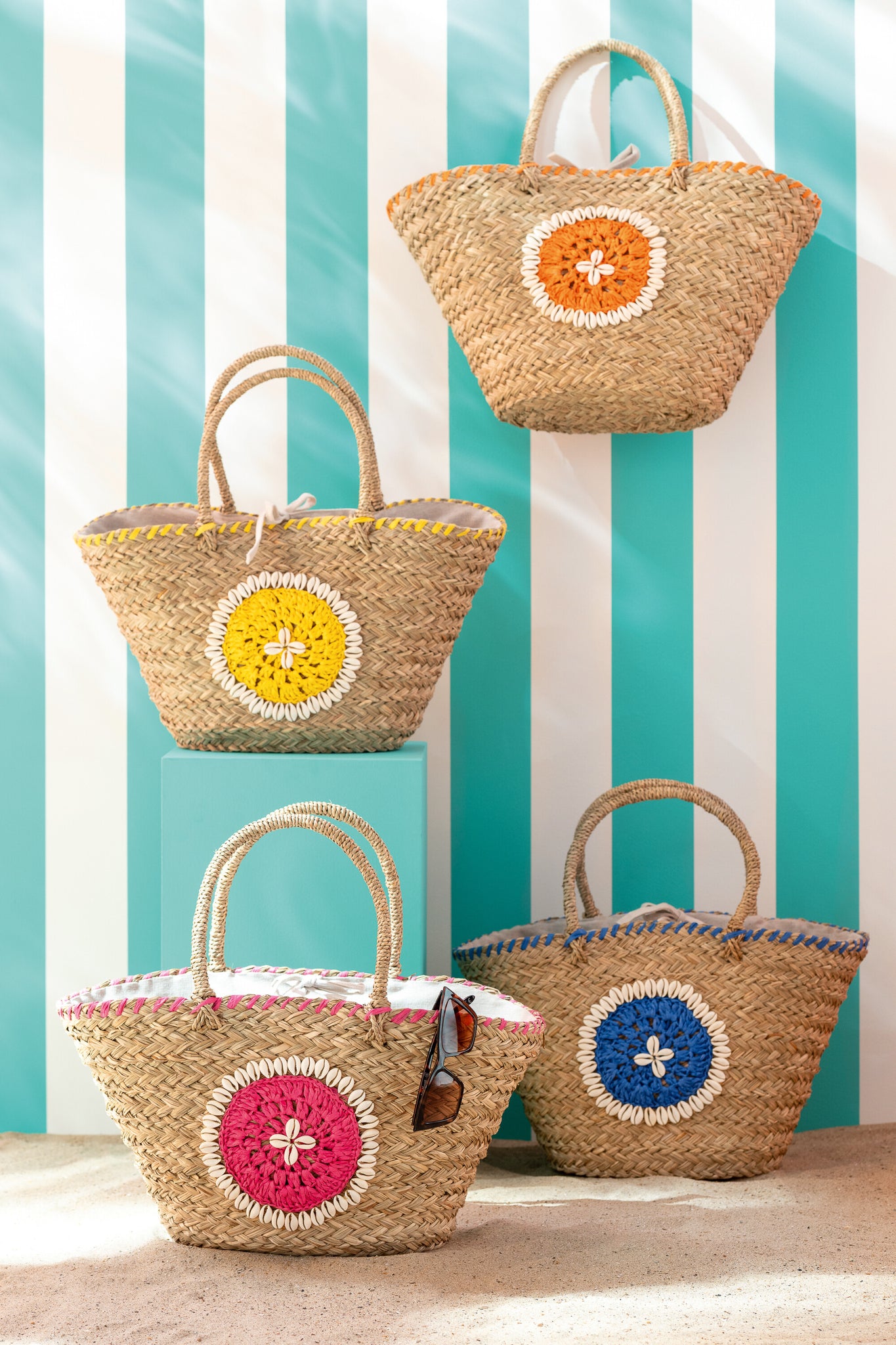J-LINE TAS SHELL ZEEGRAS MULTICOLOR ASSORTIMENT VAN 4 - Tuincentrum Lopik