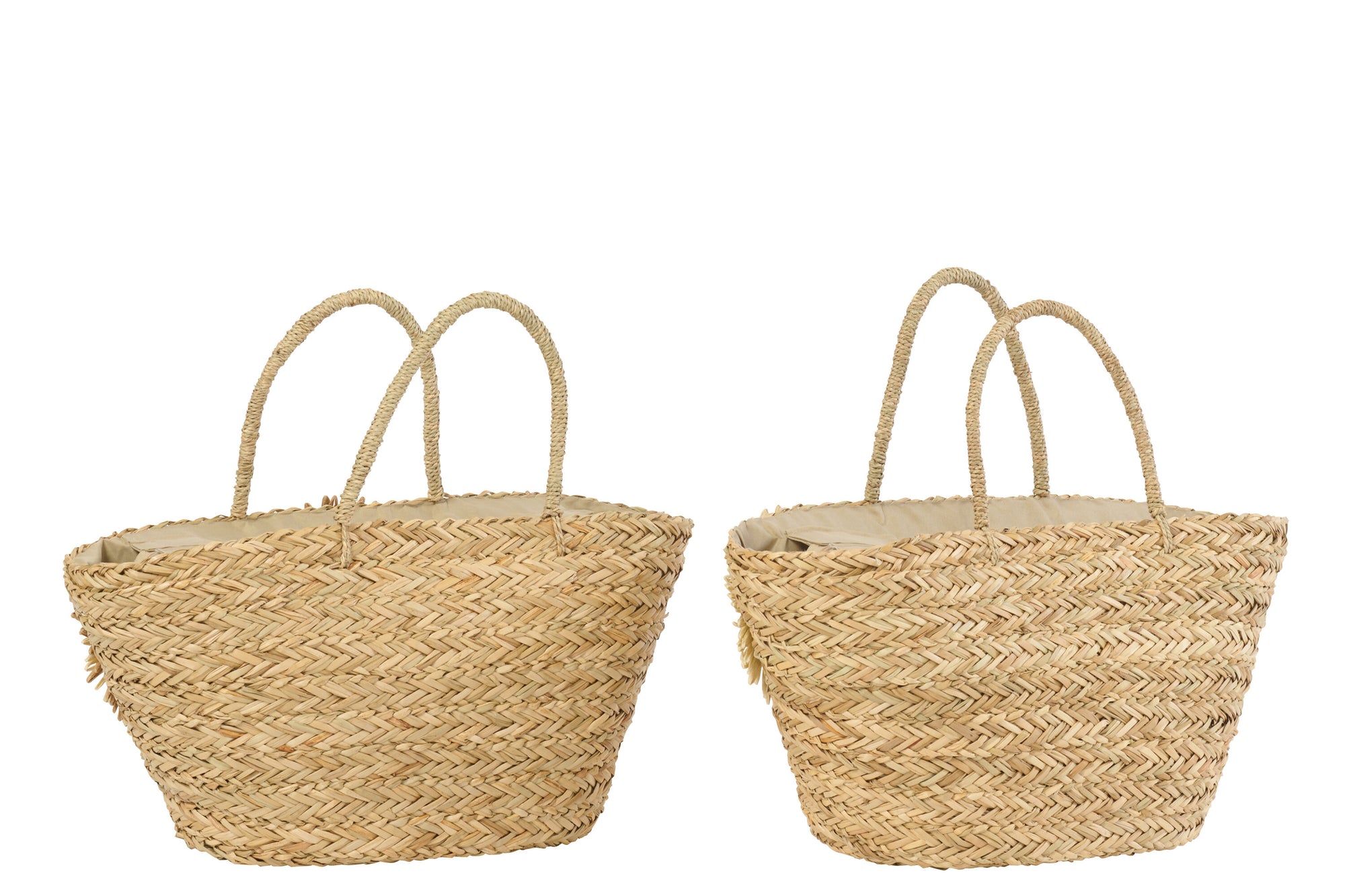 J-LINE TAS SUNFLOWER ZEEGRAS NATUREL/KAKIGROEN ASSORTIMENT VAN 2 - Tuincentrum Lopik