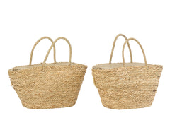 J-LINE TAS SUNFLOWER ZEEGRAS NATUREL/KAKIGROEN ASSORTIMENT VAN 2 - Tuincentrum Lopik