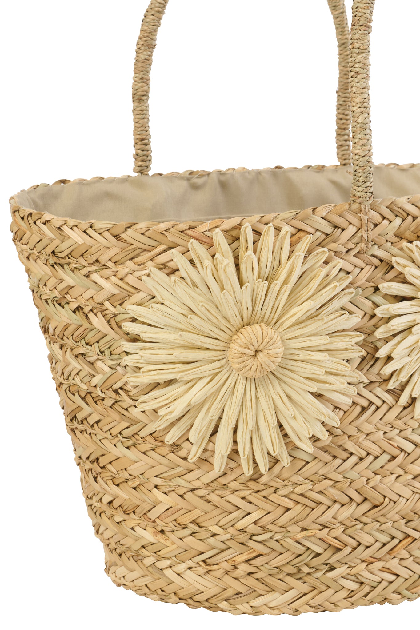 J-LINE TAS SUNFLOWER ZEEGRAS NATUREL/KAKIGROEN ASSORTIMENT VAN 2 - Tuincentrum Lopik