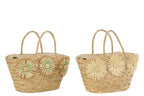 J-LINE TAS SUNFLOWER ZEEGRAS NATUREL/KAKIGROEN ASSORTIMENT VAN 2 - Tuincentrum Lopik