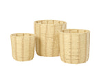 Set Of 3 Basket Round Striped Paper Natural/Beige - Tuincentrum Lopik