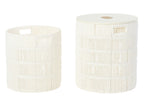 J-LINE SET OF 2 BASKET + LID ROUND PAPER WHITE - Tuincentrum Lopik