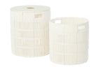 J-LINE SET OF 2 BASKET + LID ROUND PAPER WHITE - Tuincentrum Lopik