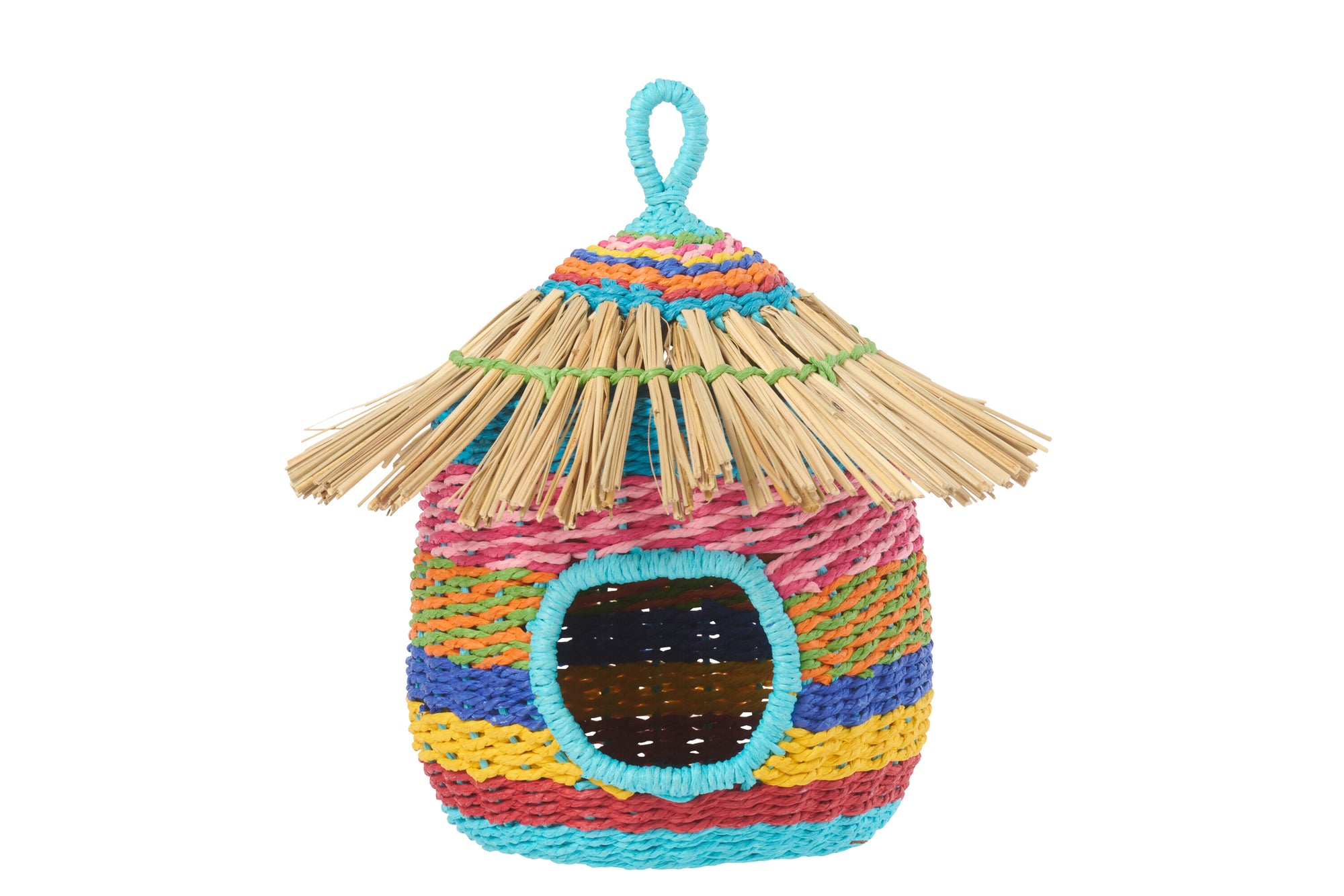 J-LINE VOGELHUISJE GESTREEPT PAPIER MULTICOLOR GROOT - Tuincentrum Lopik
