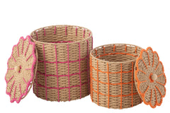 J-LINE SET VAN 2 MANDEN PAPIER ROZE/ORANJE - 31X31X29CM - Tuincentrum Lopik