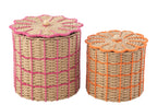 J-LINE SET VAN 2 MANDEN PAPIER ROZE/ORANJE - 31X31X29CM - Tuincentrum Lopik